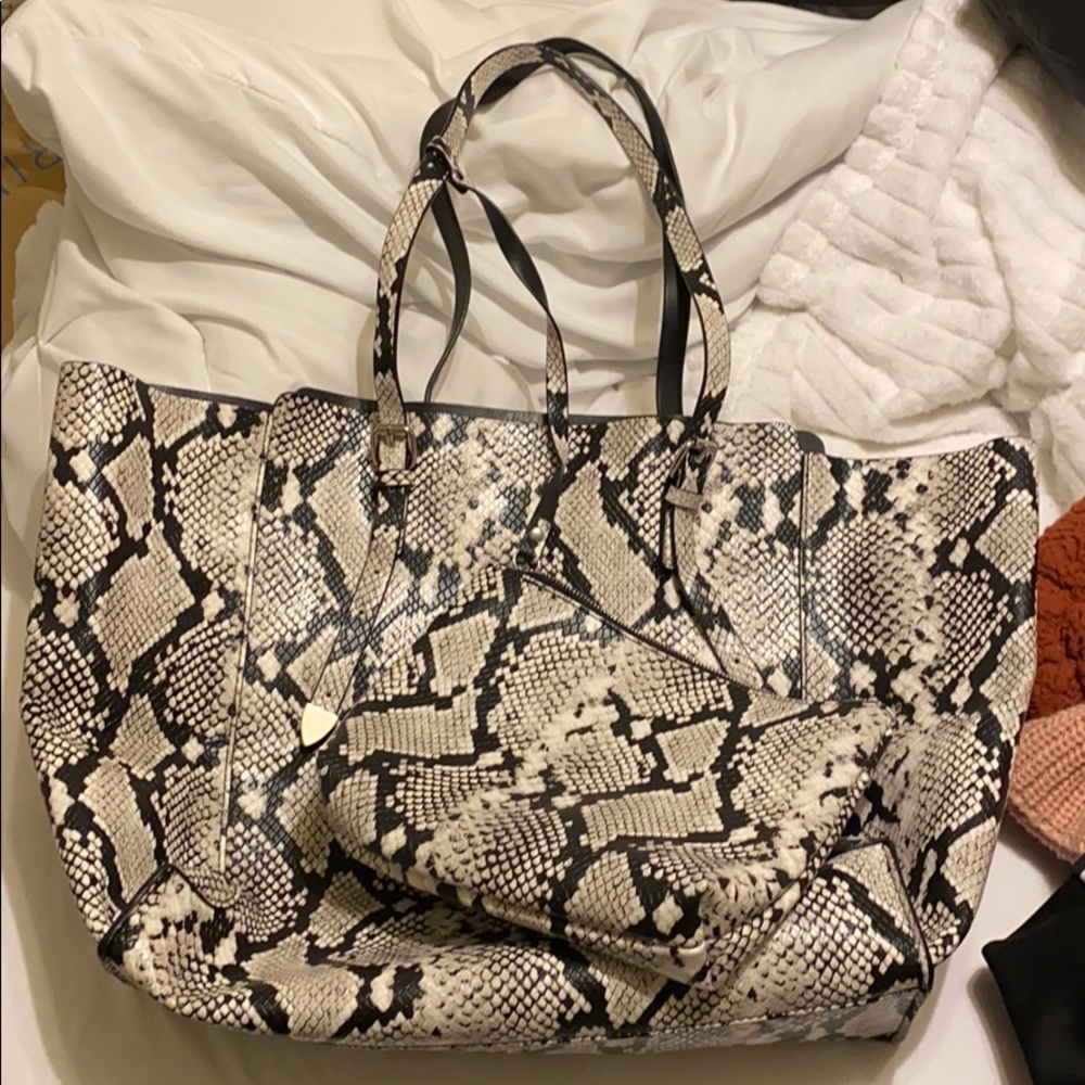 Snake print tote
